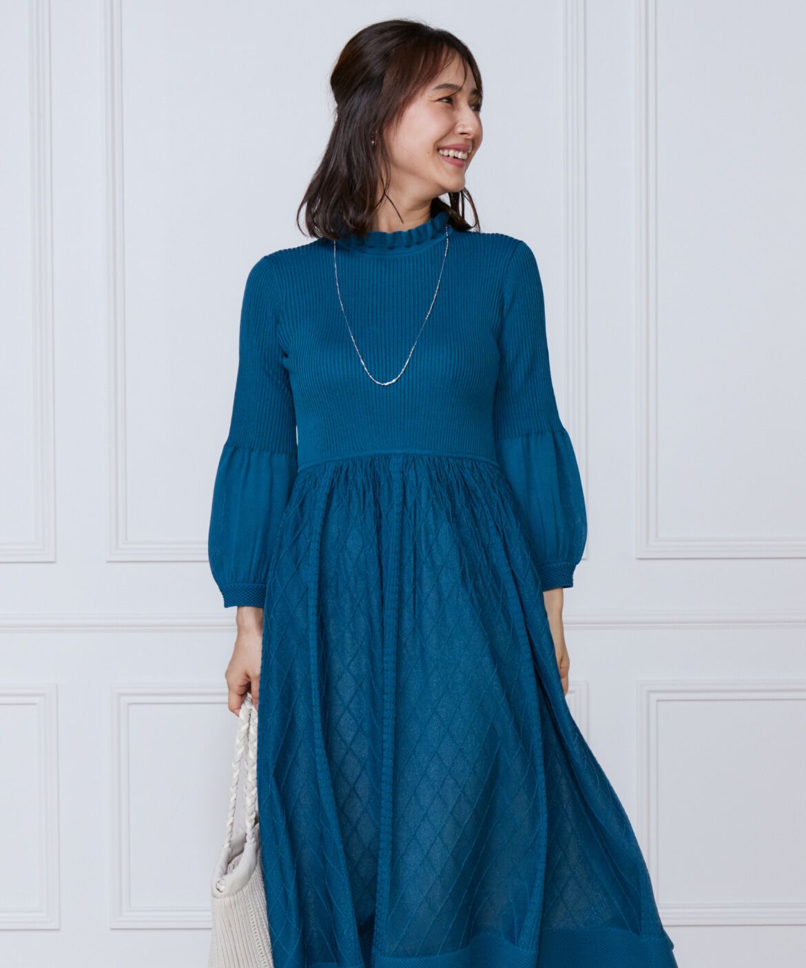 ef-de Black「シアーアーガイル長袖ワンピース」|ワンピース|キミドリ1