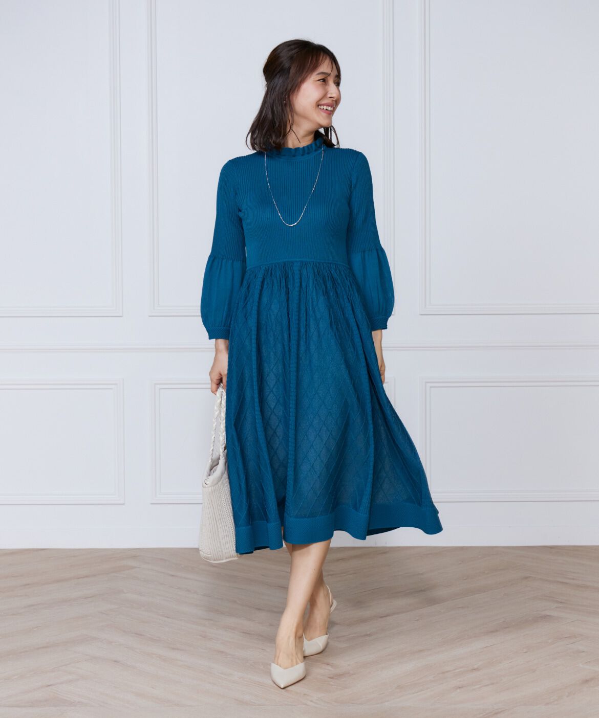 ef-de Black「シアーアーガイル長袖ワンピース」|ワンピース|