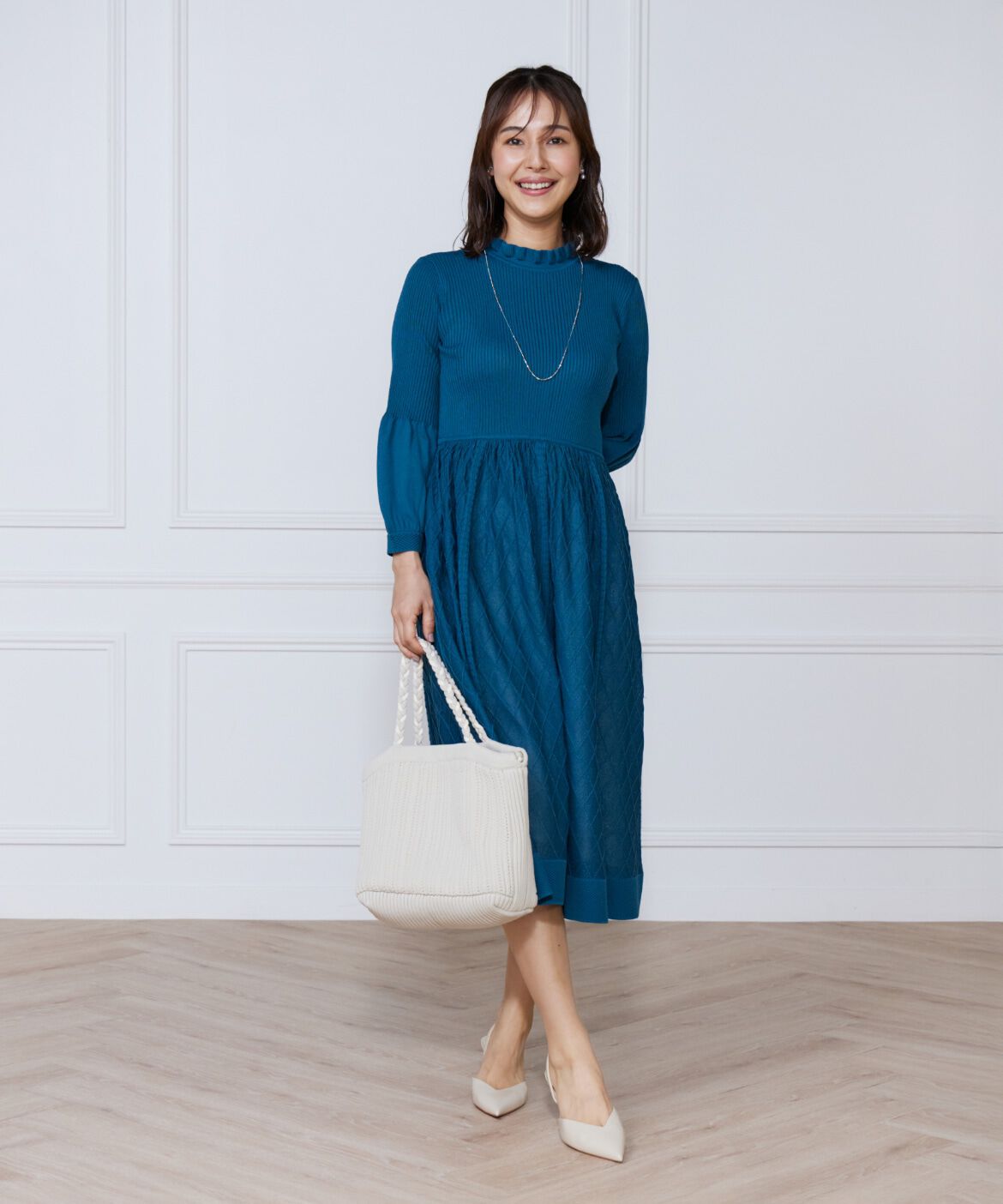 ef-de Black「シアーアーガイル長袖ワンピース」|ワンピース|