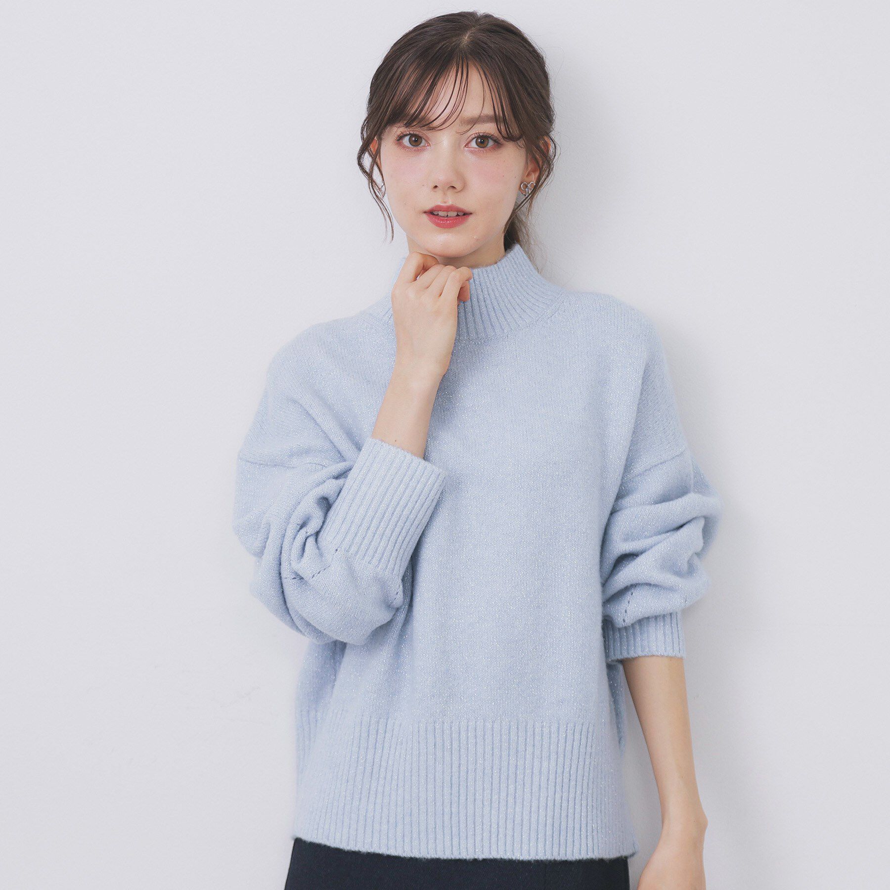 index「選べる2丈 ハイネックカラーミックスラメニット【洗濯機OK】」|ニット・セーター|