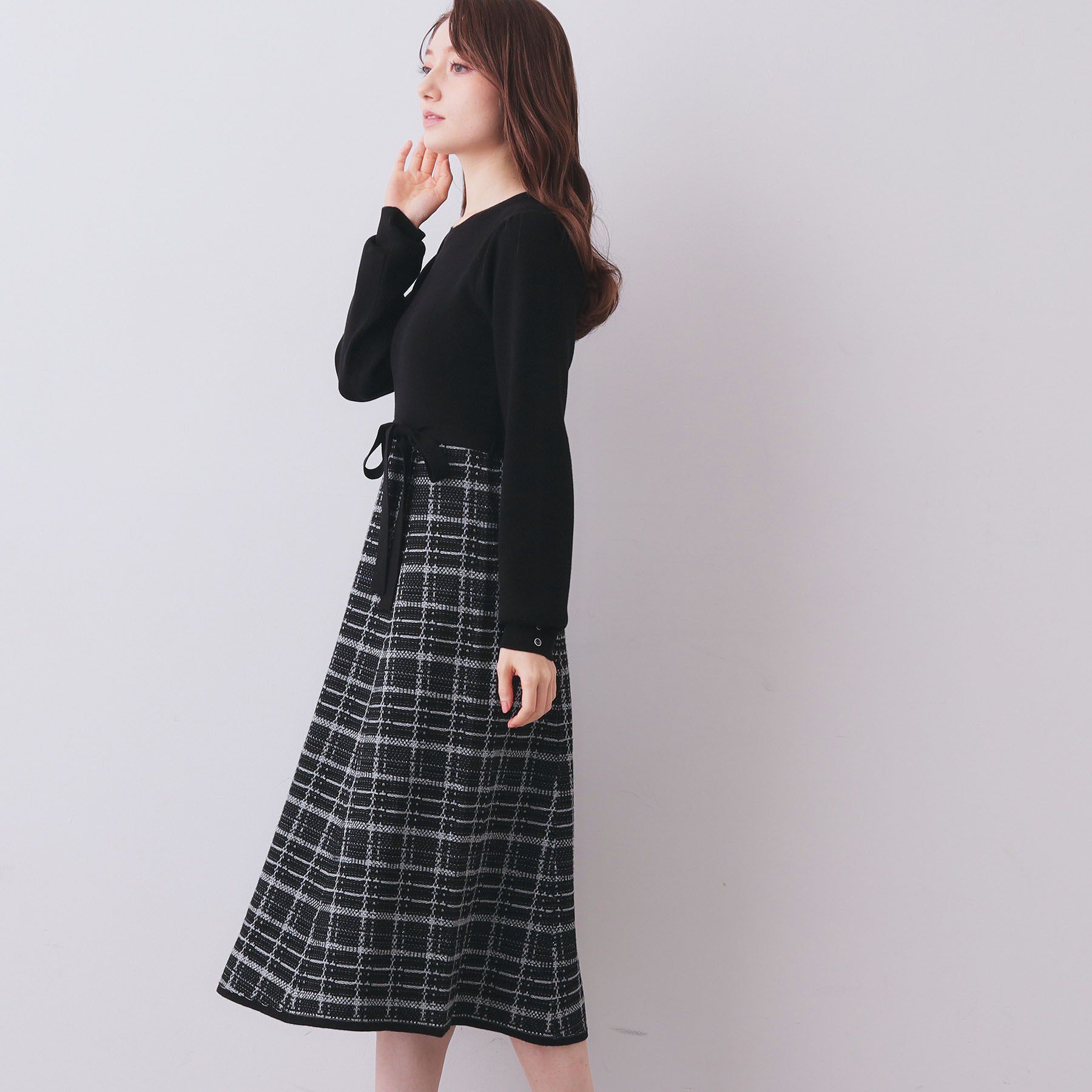 index「チェックラメジャカードニットワンピース」|ワンピース|