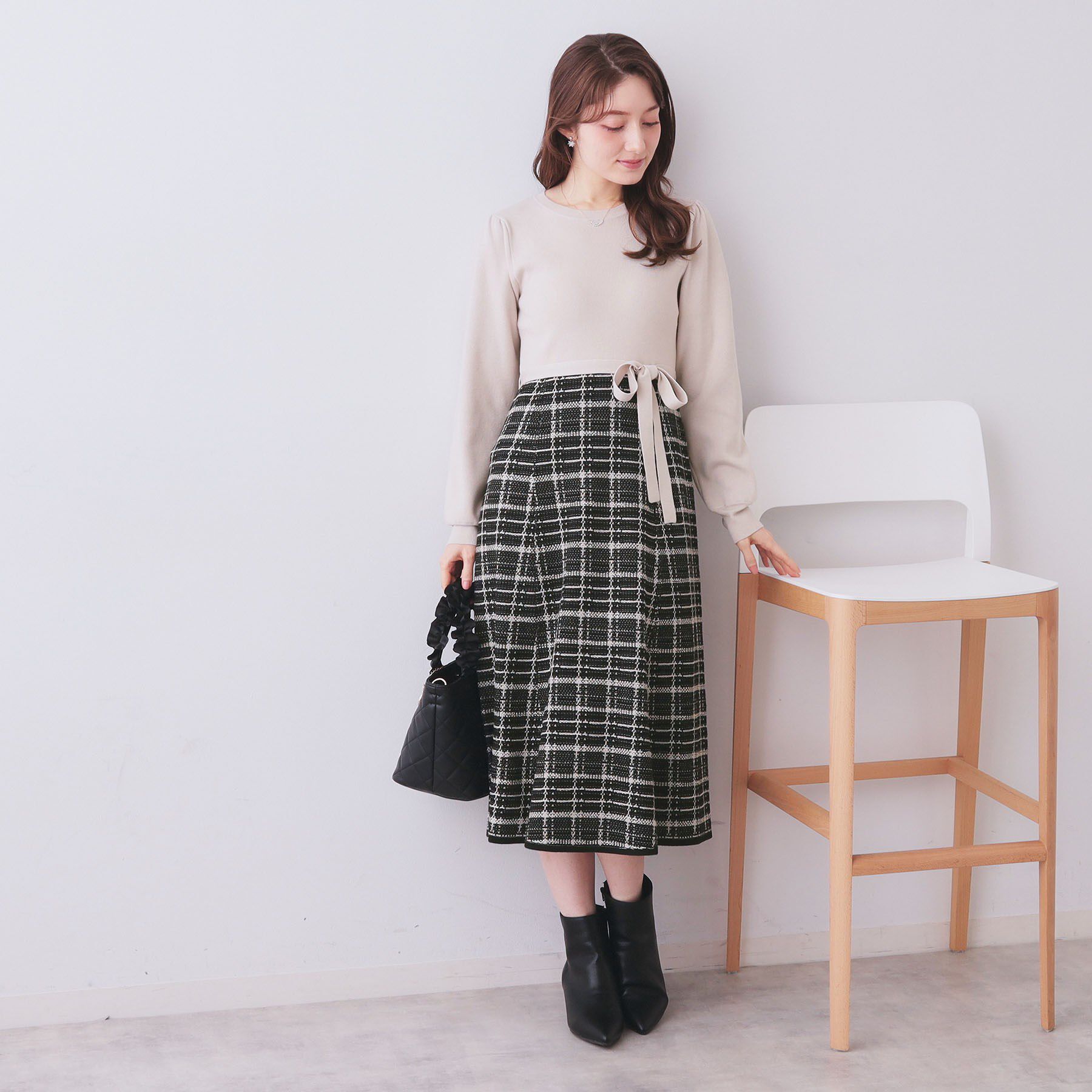 index「チェックラメジャカードニットワンピース」|ワンピース|