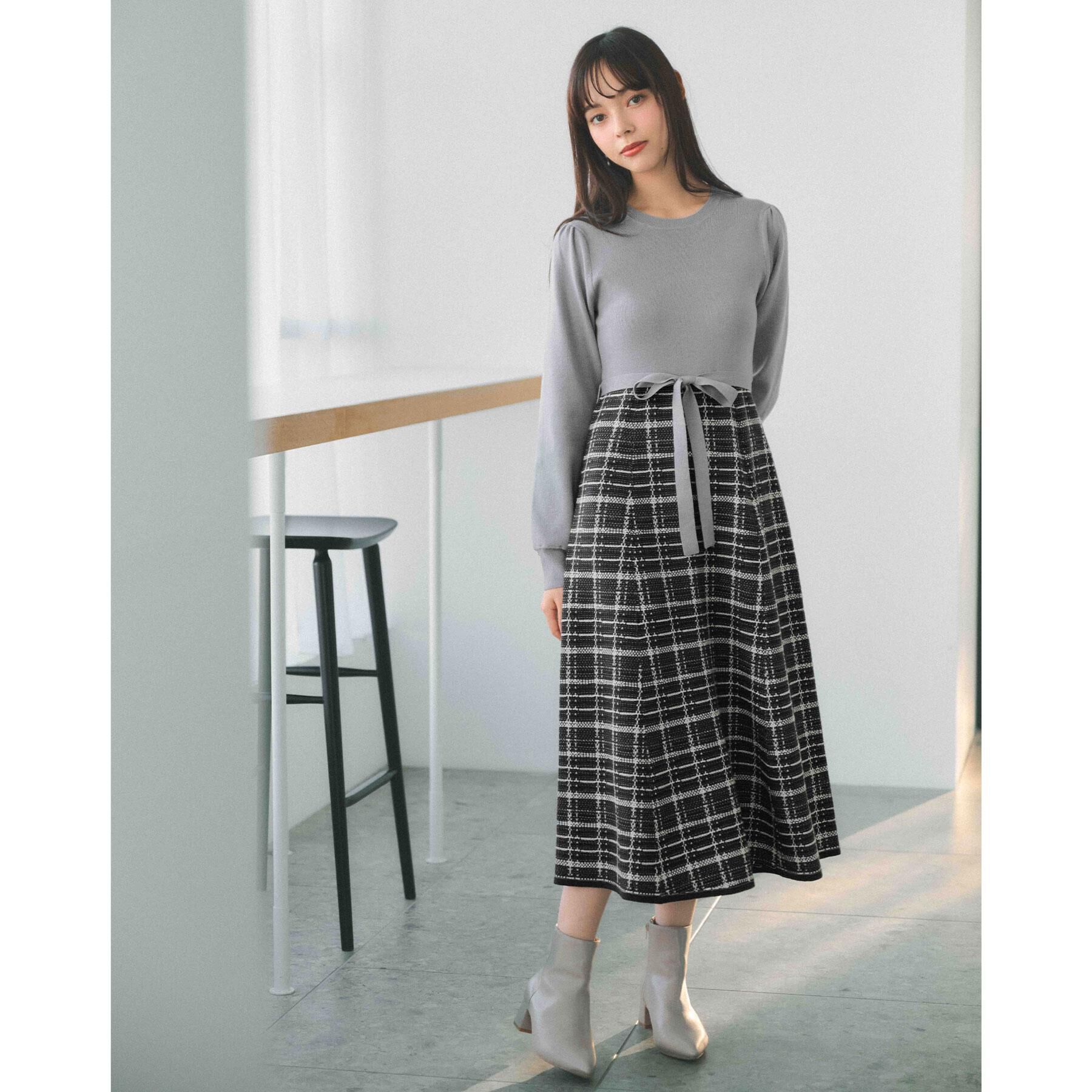 index「チェックラメジャカードニットワンピース」|ワンピース|