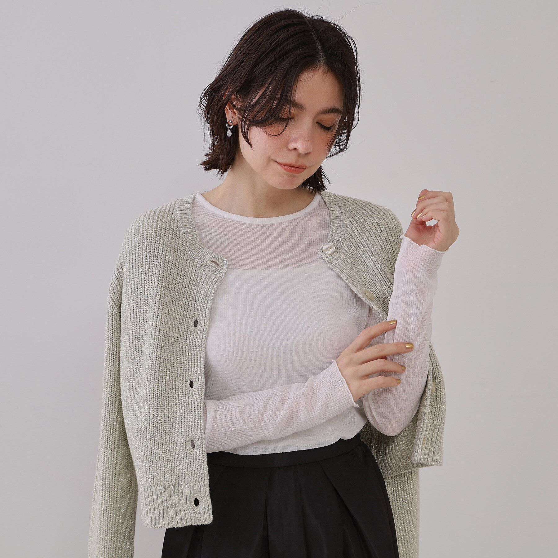 OPAQUE.CLIP「シアーリブカットソー【洗濯機洗い可】」|Tシャツ・カットソー|