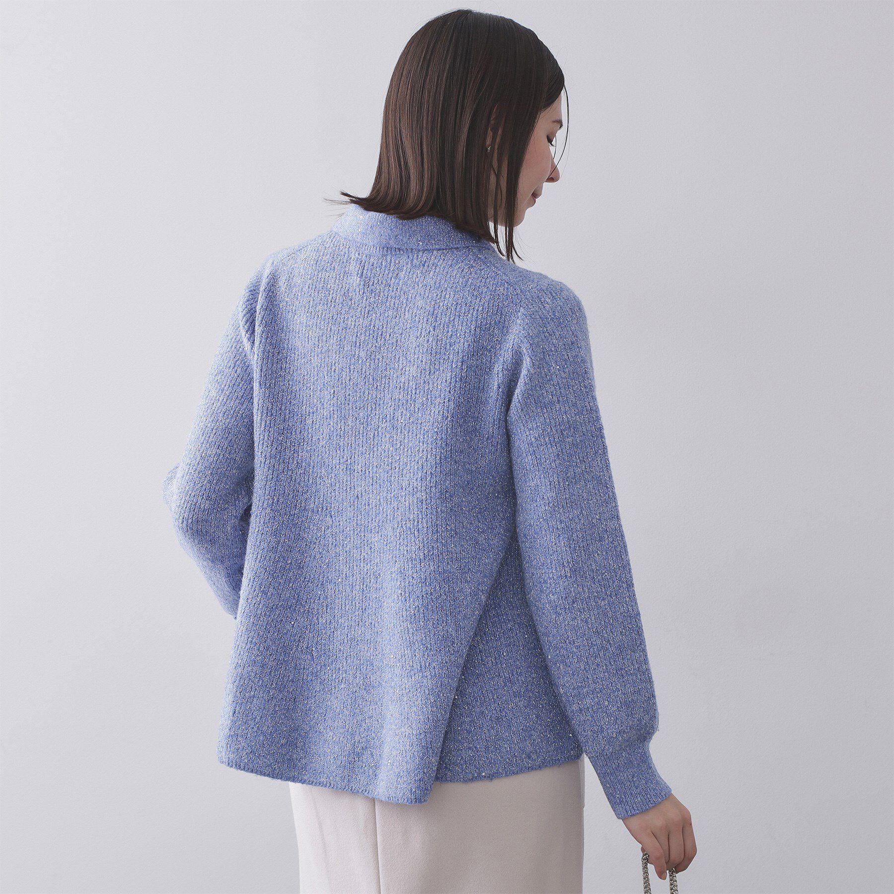 OPAQUE.CLIP「スパンコールラメ衿2WAYペプラムニット【洗濯機OK】」|ニット・セーター|