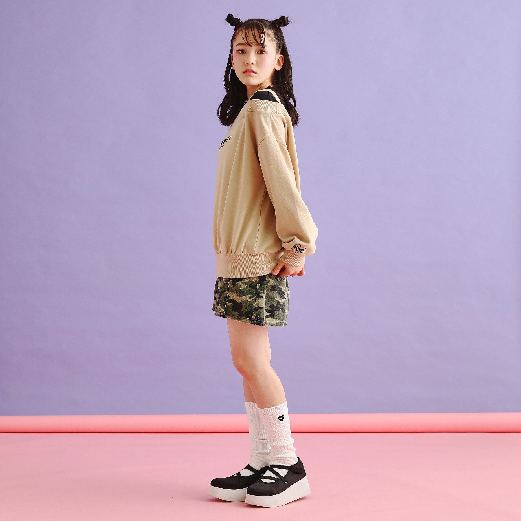 PINK-latte「ミニ裏毛レイヤードプルオーバー」|Tシャツ・カットソー|