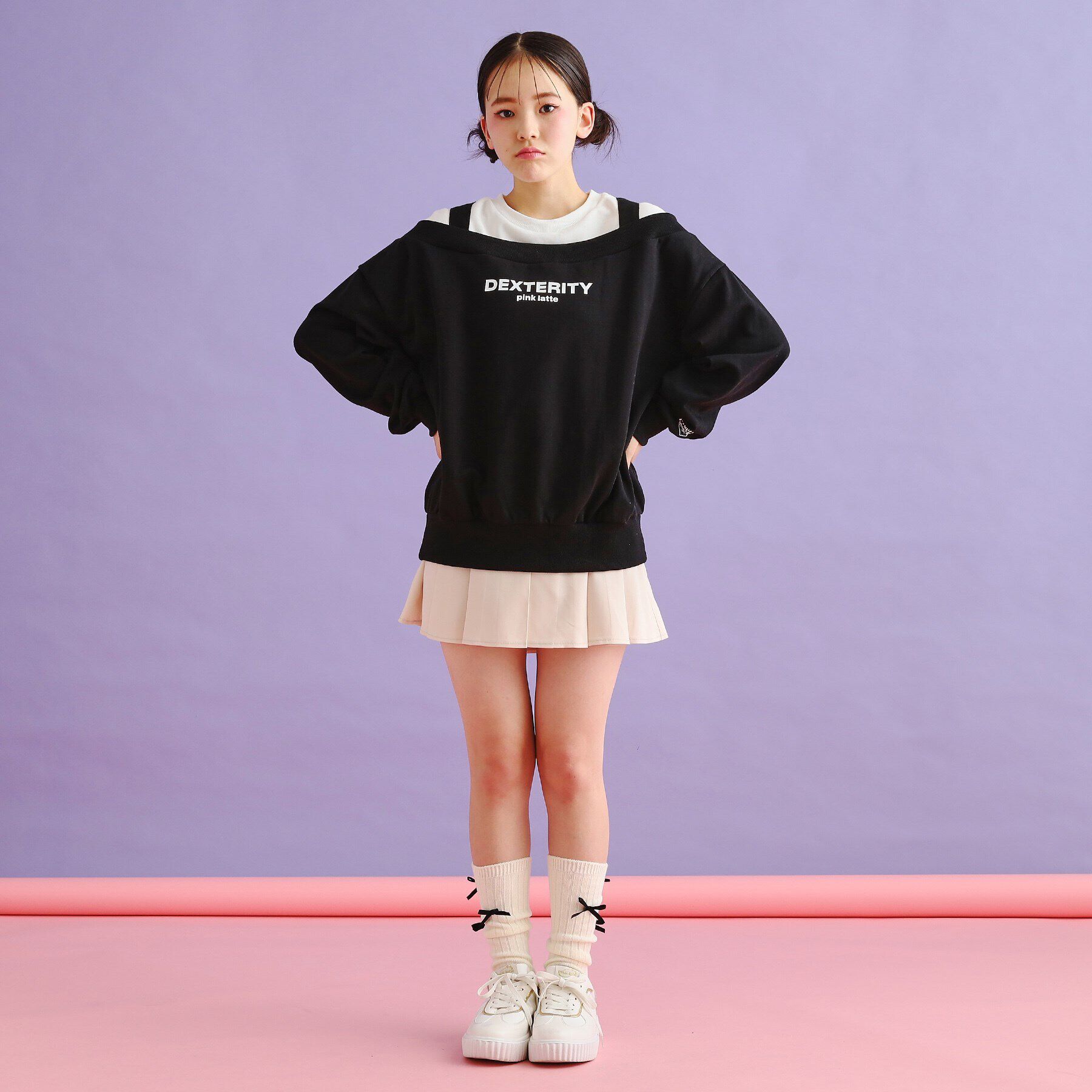 PINK-latte「ミニ裏毛レイヤードプルオーバー」|Tシャツ・カットソー|