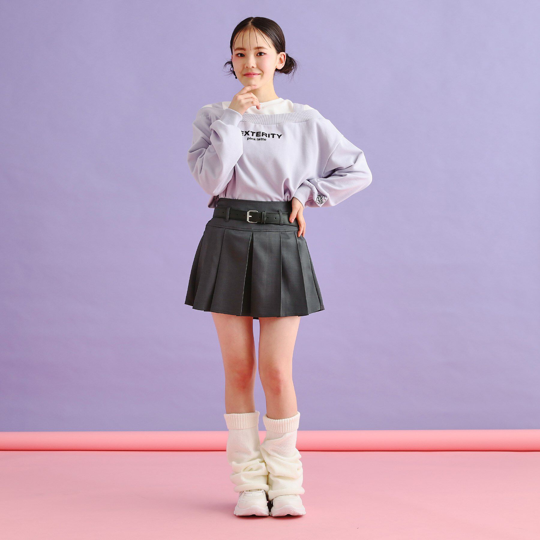 PINK-latte「ベルト付きプリーツスカート」|スカート|