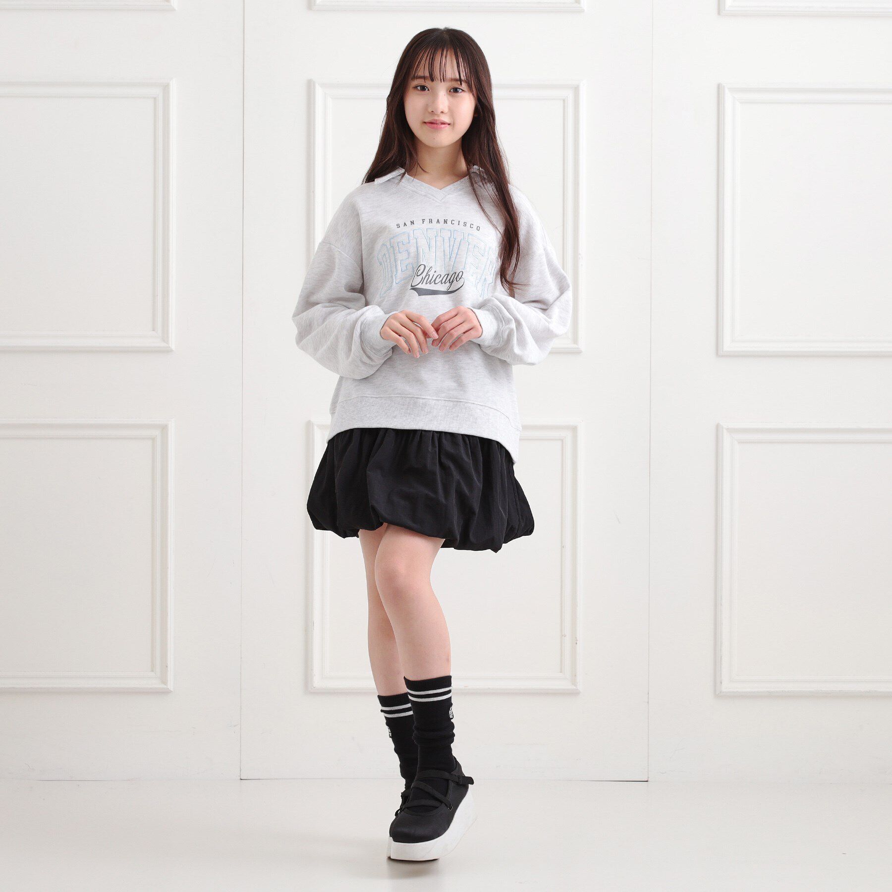 PINK-latte「ミニ裏毛エリ付きプルオーバー」|Tシャツ・カットソー|