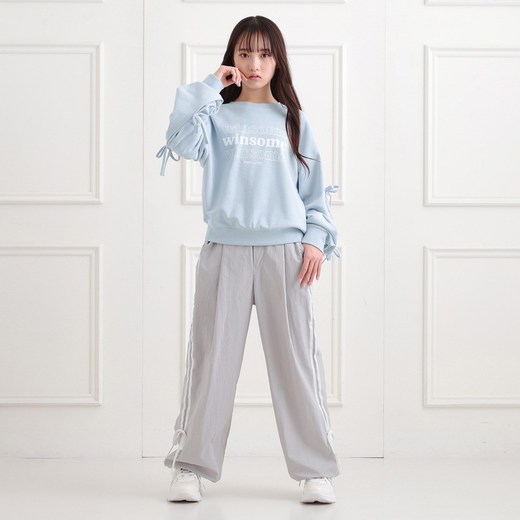 PINK-latte「ミニ裏毛リボンプルオーバー」|Tシャツ・カットソー|