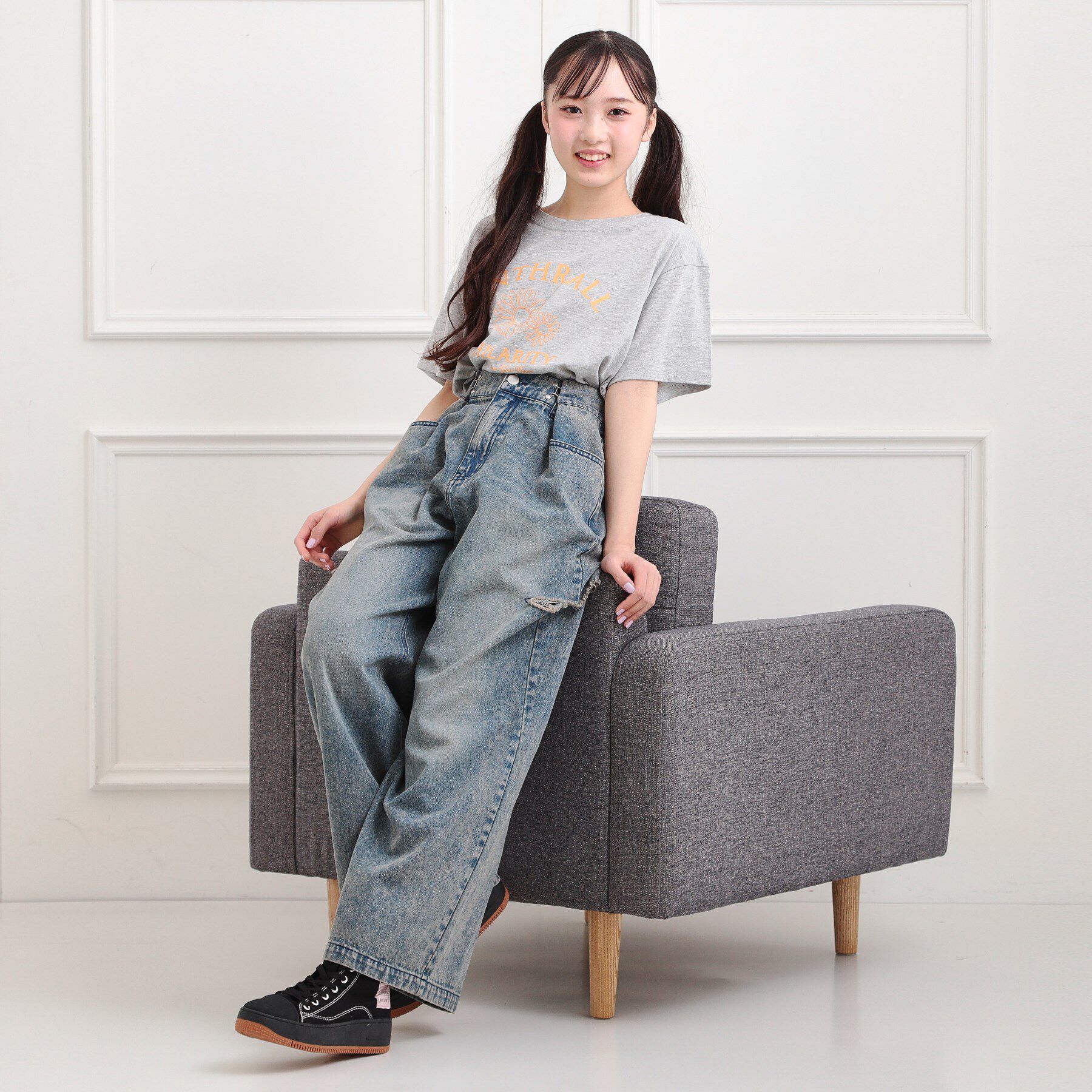 PINK-latte「フラワーモチーフTシャツ」|Tシャツ・カットソー|