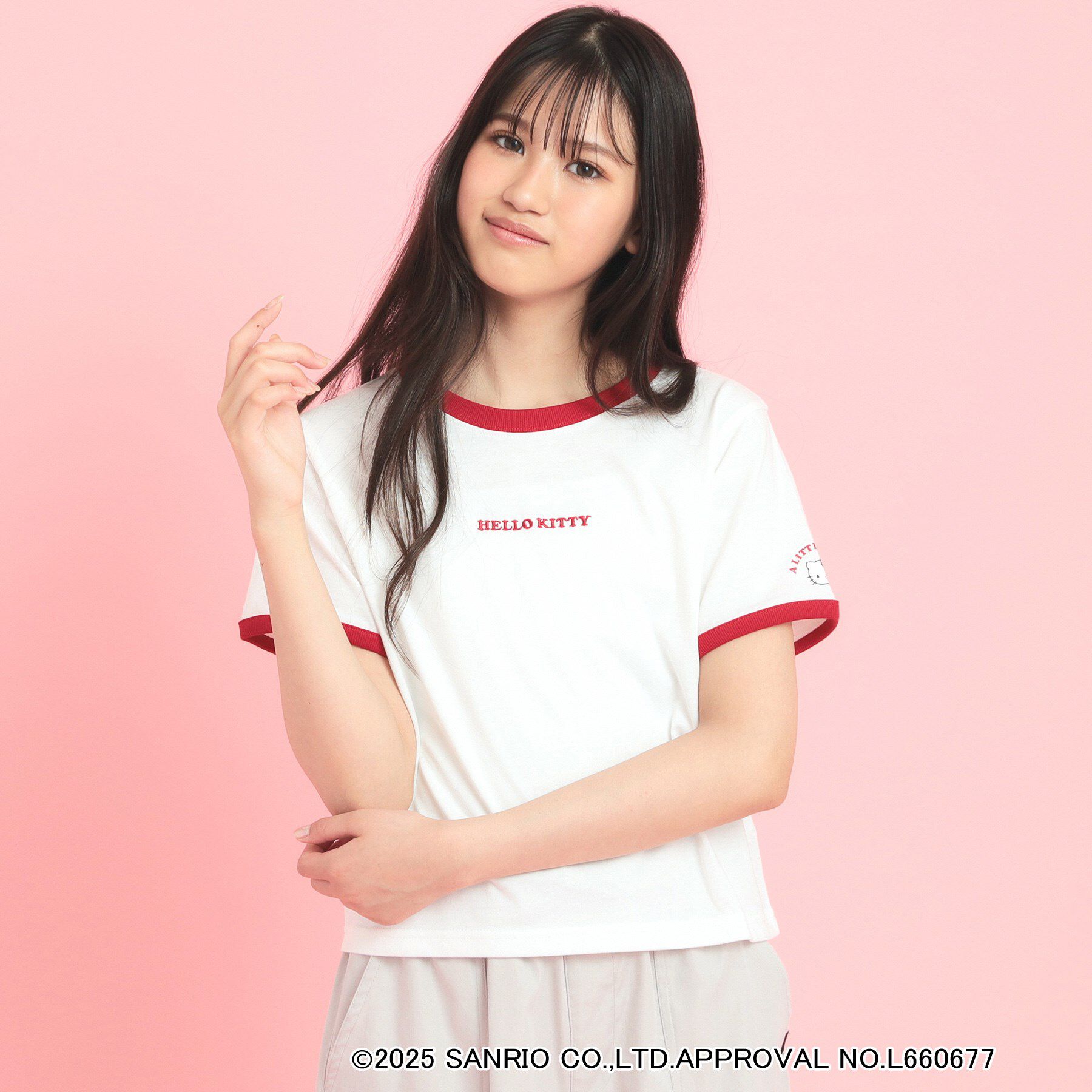 PINK-latte「【サンリオキャラクターズコラボ】リンガーTシャツ」|Tシャツ・カットソー|