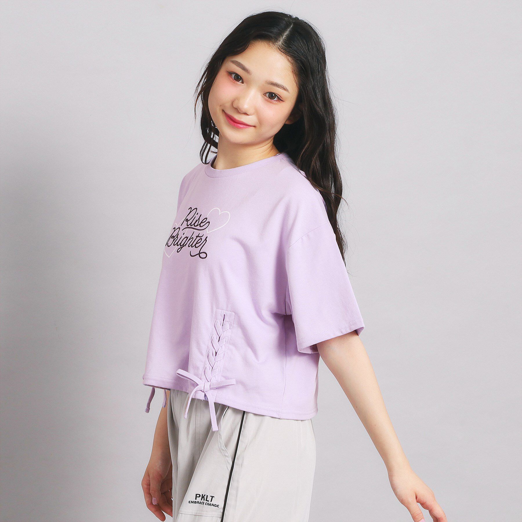 PINK-latte「レースアップTシャツ」|Tシャツ・カットソー|