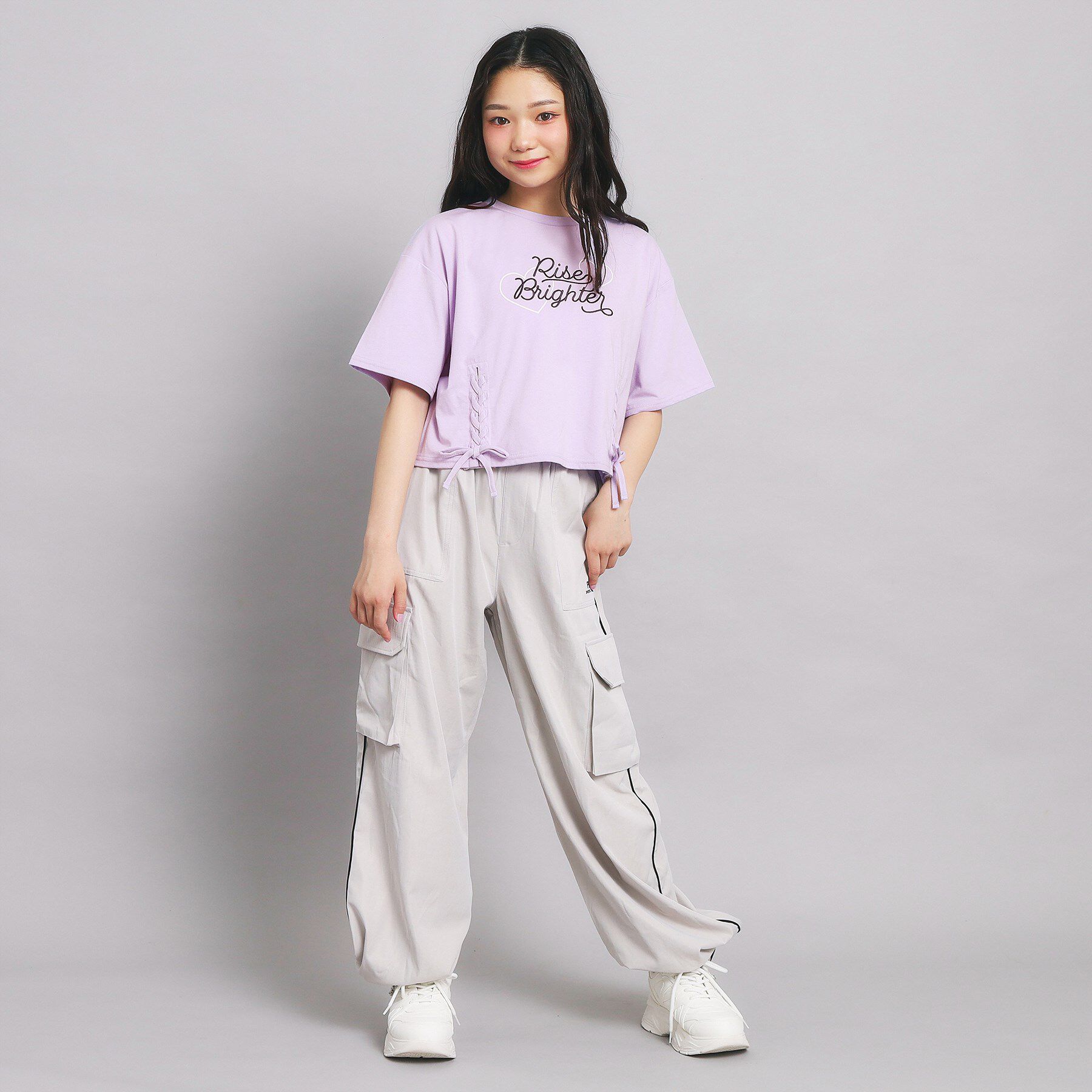 PINK-latte「レースアップTシャツ」|Tシャツ・カットソー|