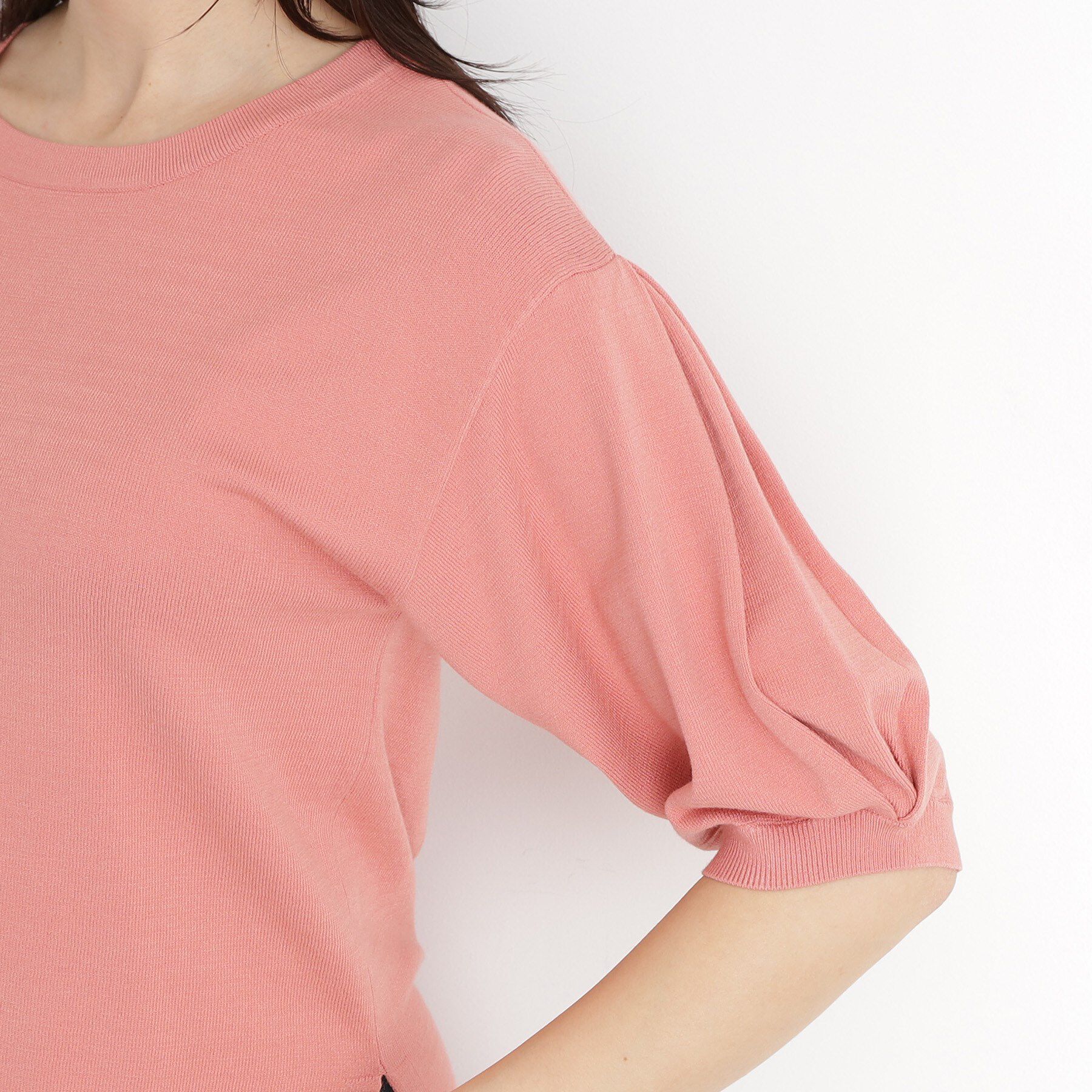 THE SHOP TK「【接触冷感/体型カバー】袖タック6分袖ニット/洗濯機OK/UVケア」|ニット・セーター|