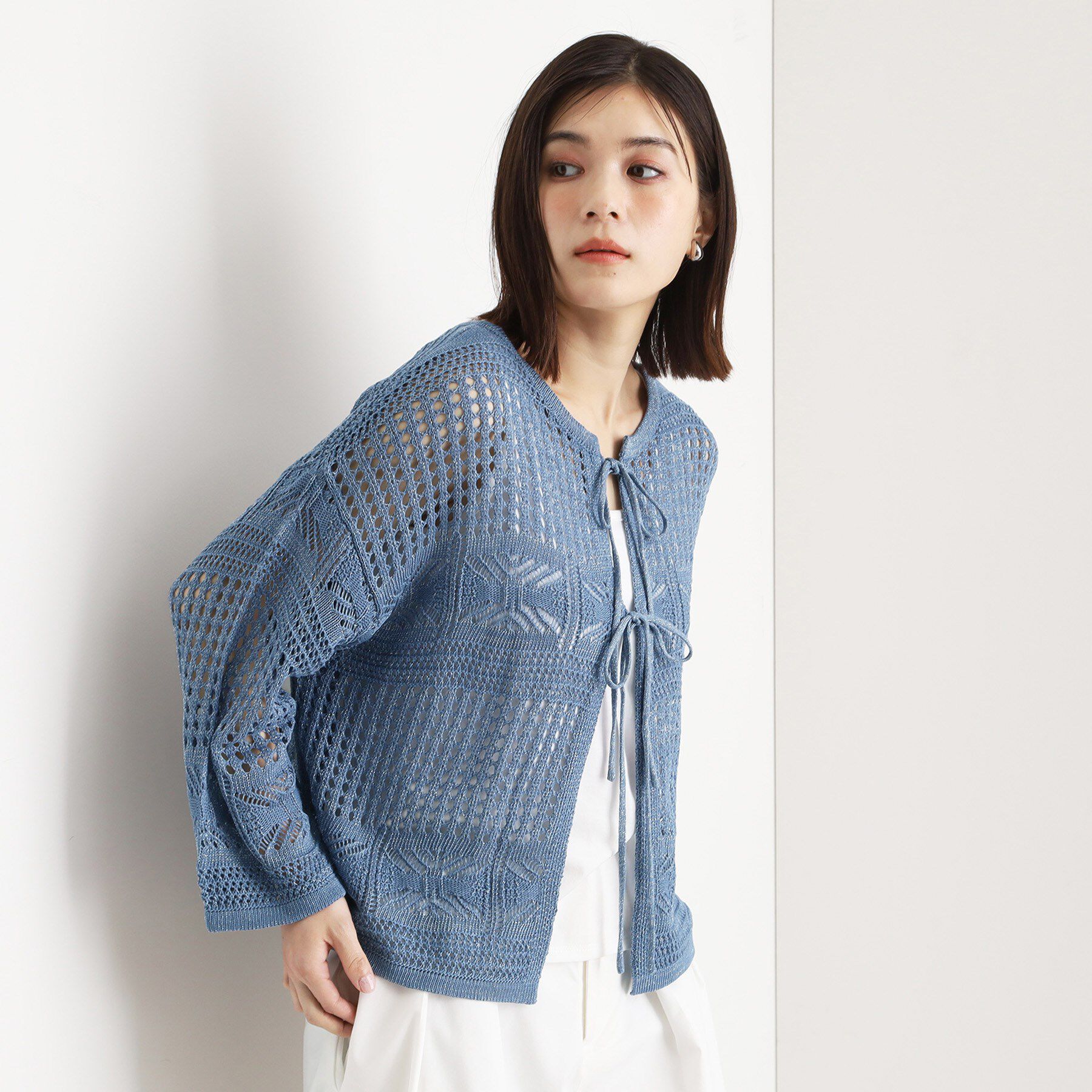 THE SHOP TK「【前後2WAY】タンク付透かし柄ニット/洗える」|その他|ブルー(092)