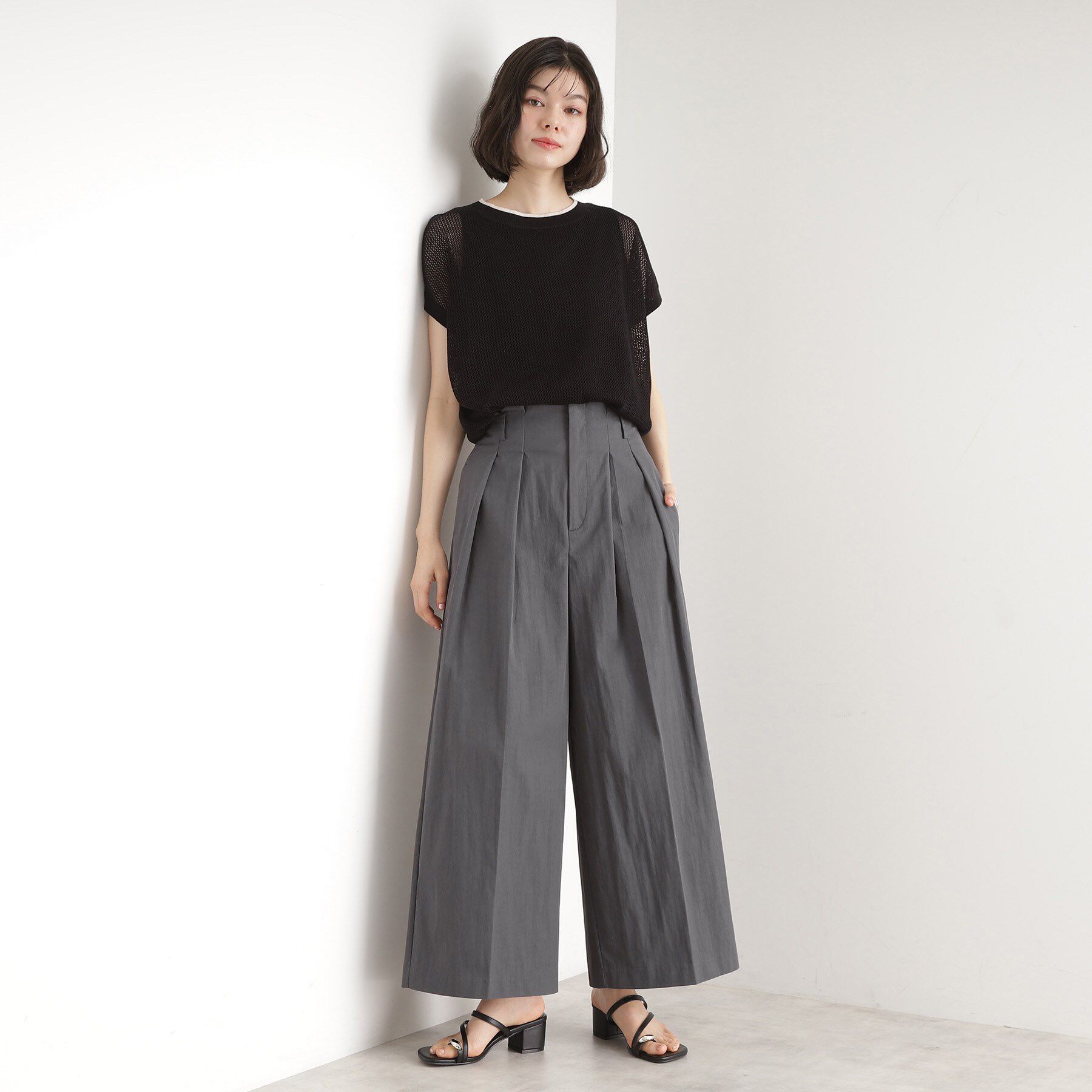 THE SHOP TK「ハイウエストタックワイドパンツ【洗える】」|その他|