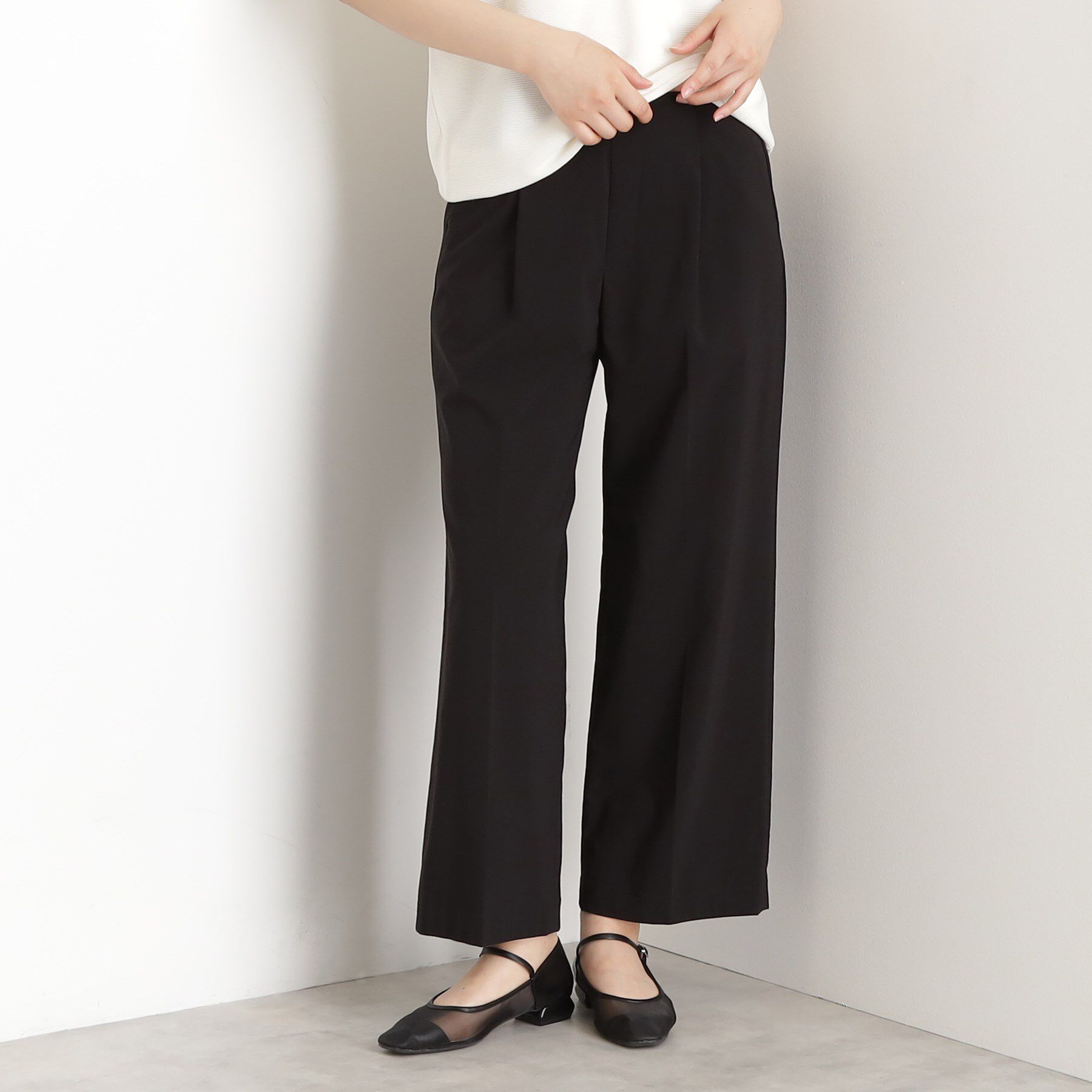 THE SHOP TK「【XS-XLサイズ/ラクに穿ける】ハイパーストレッチワイドパンツ/接触冷感/洗える」|その他|