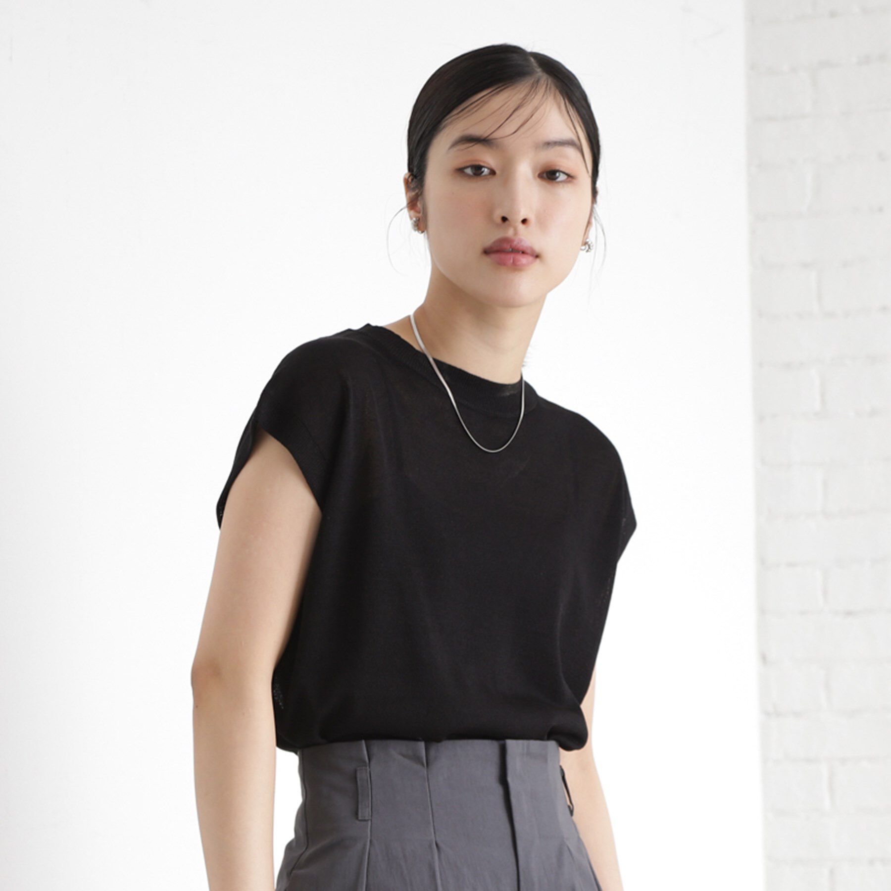 THE SHOP TK「ラメシアーフレンチ袖トップス【セットUP可/洗濯機OK】」|ニット・セーター|