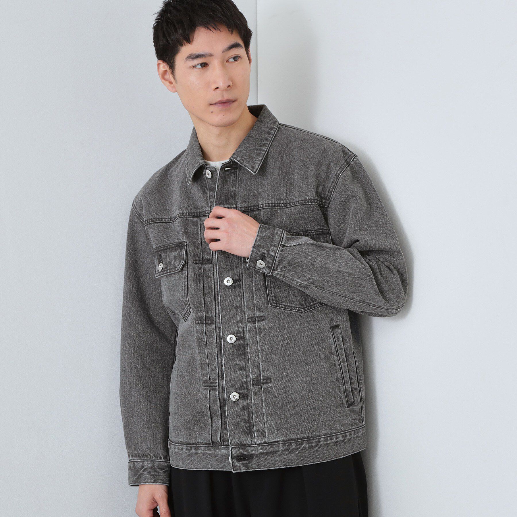 THE SHOP TK「【大人にも取り入れやすい】デニムジャケット セットアップ可/洗濯機OK」|ブルゾン・スタジャン|