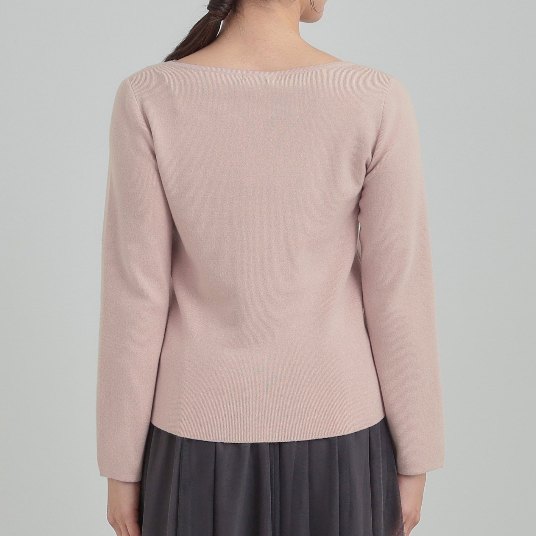 SHOO･LA･RUE「【洗濯機可/S-LL】スカラップネックが上品な ビジュー付きニット」|ニット・セーター|