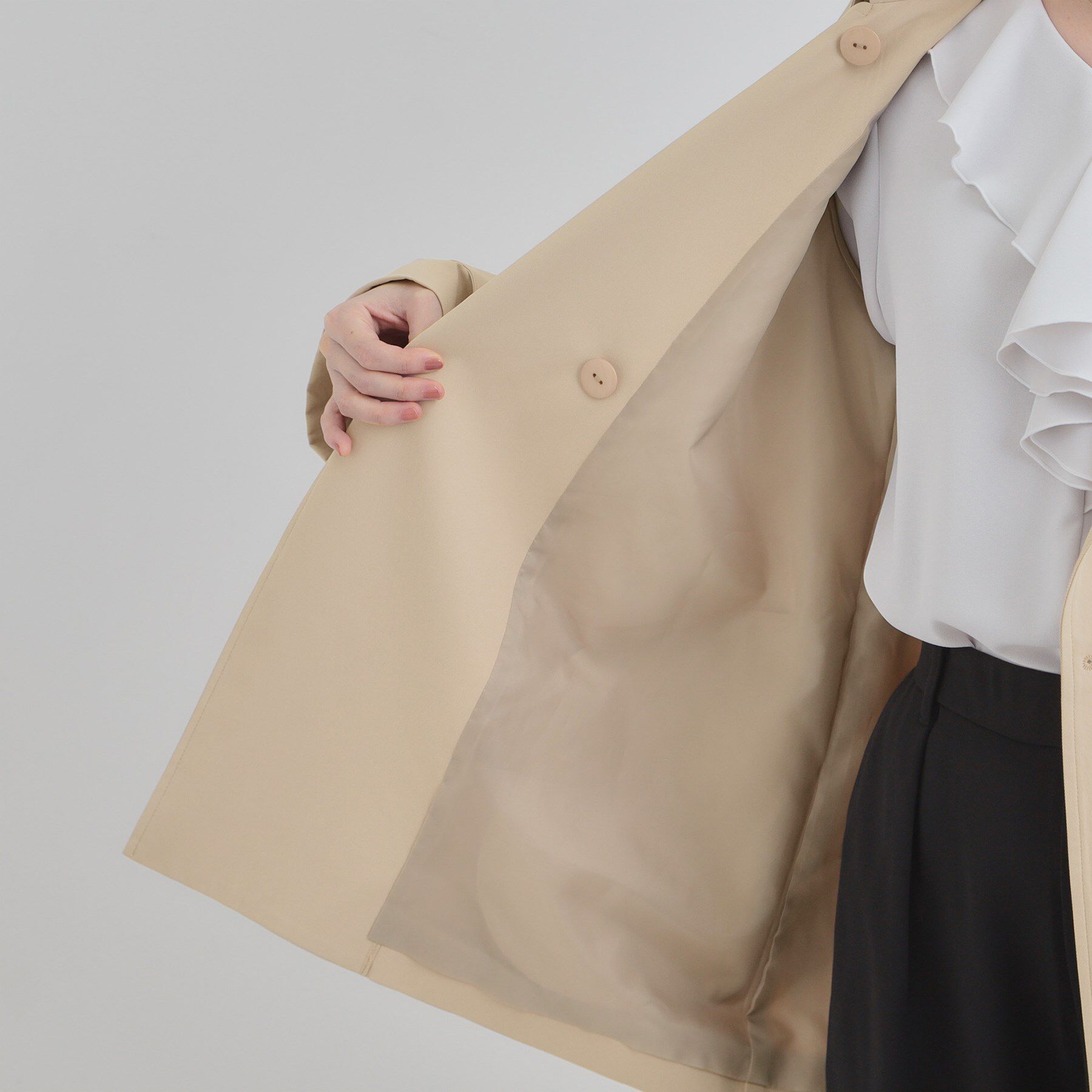 SHOO･LA･RUE「【S-LL/撥水】通勤やお出かけにも活躍 ミドルトレンチコート」|トレンチコート|