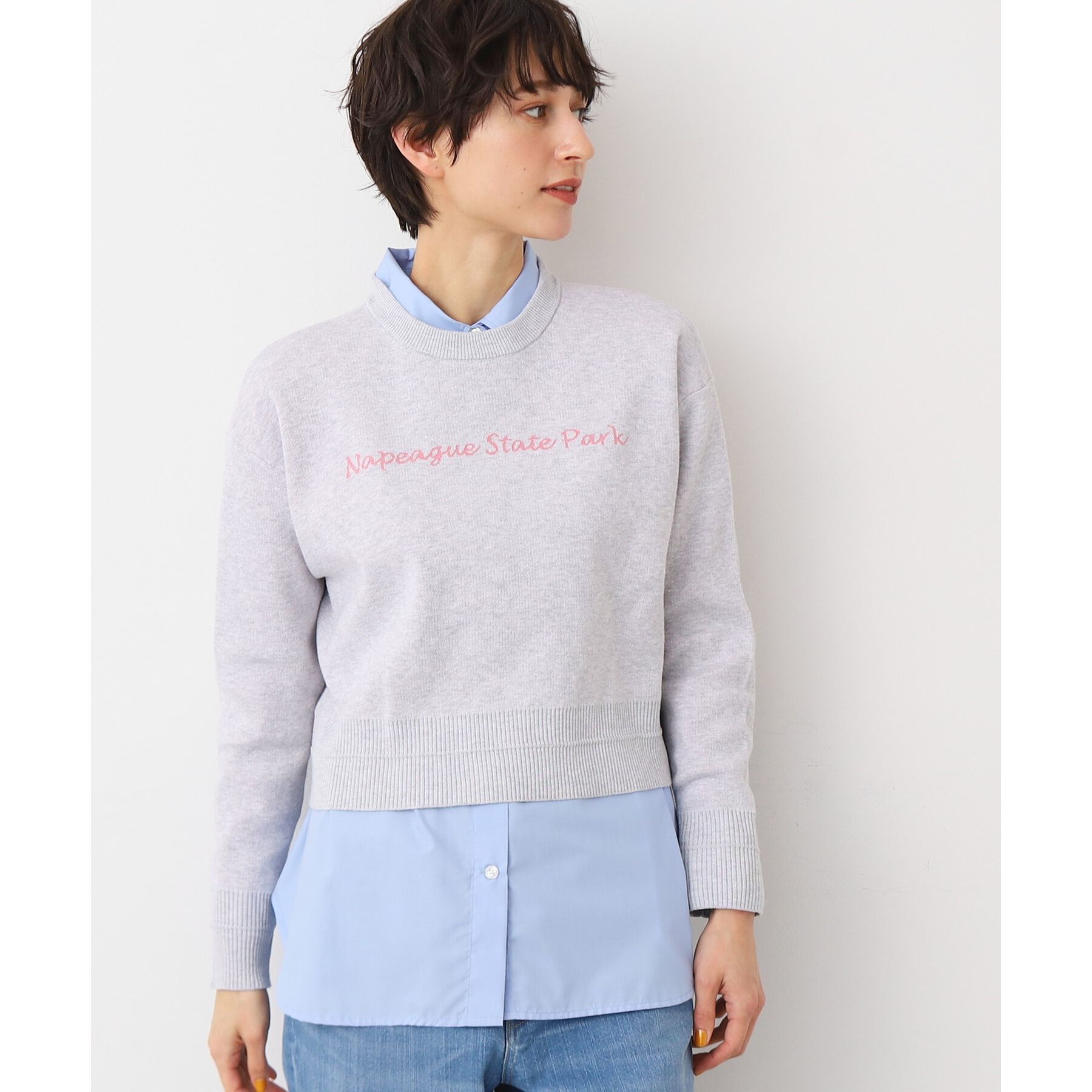 Dessin「【洗える】クロップド丈ロゴジャカードニット（S～L）」|ニット・セーター|