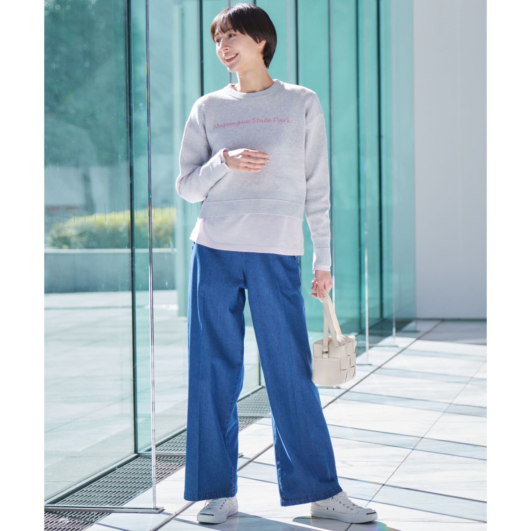 Dessin「【洗える】クロップド丈ロゴジャカードニット（S～L）」|ニット・セーター|