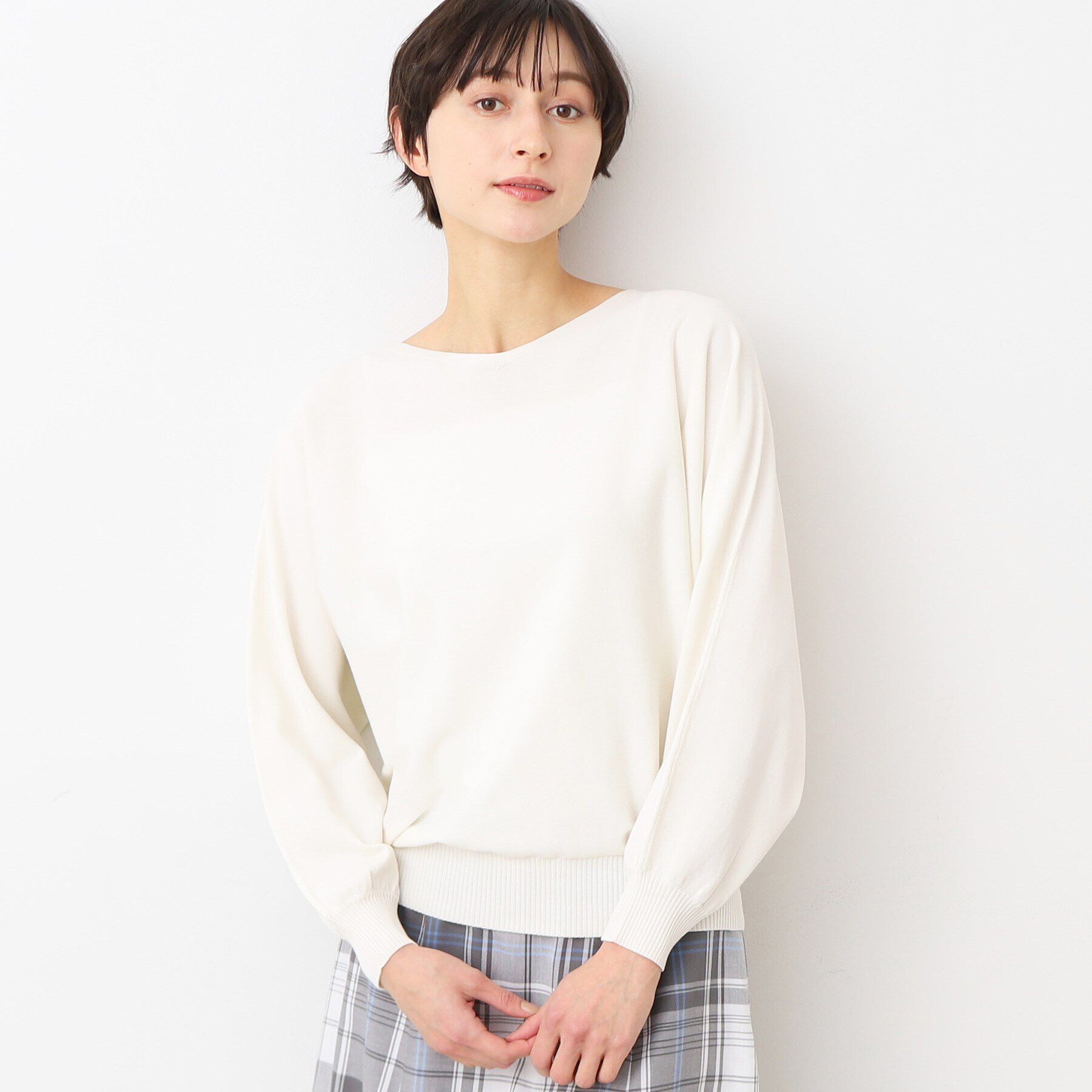 Dessin「【洗える】後ろボタンニットプルオーバー長袖（XS～L）」|ニット・セーター|ホワイト(002)