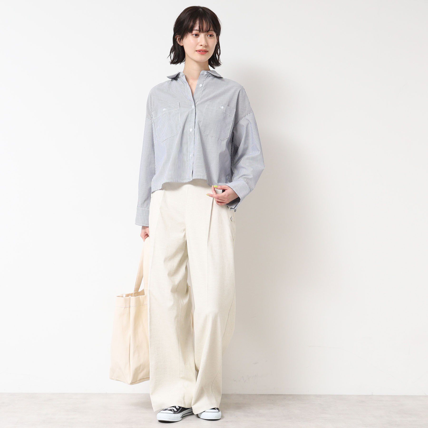 Dessin「【洗える・4サイズ展開】ポケット付きクロップド丈シャツ（XS～L）」|シャツ・ブラウス|