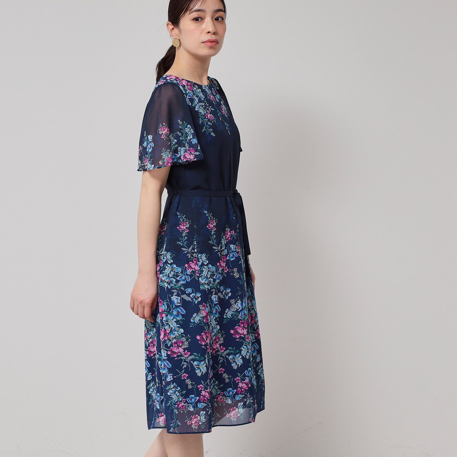 SunaUna「【co creation and yours／SS～L】パネル柄ワンピース」|ワンピース|ネイビー(194)