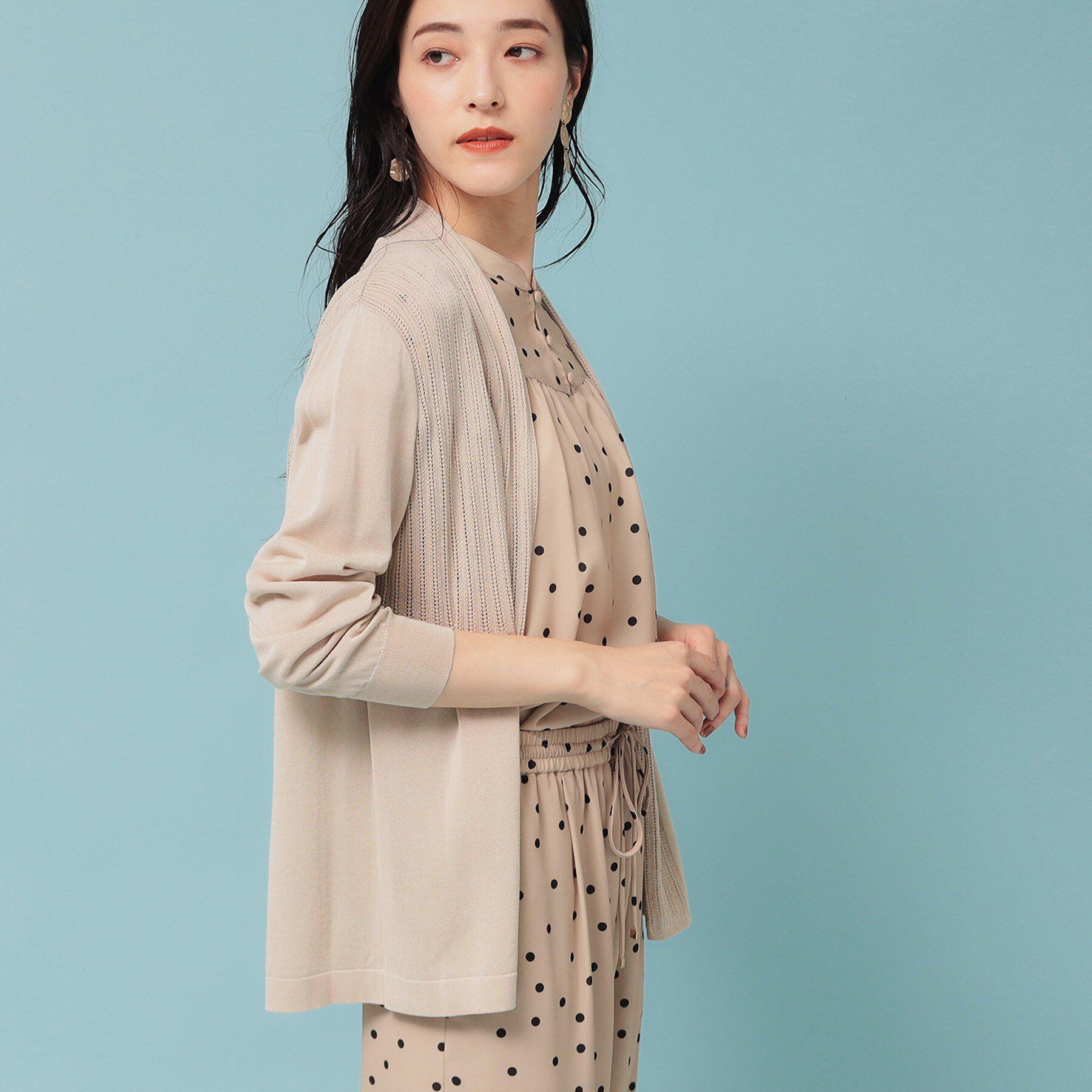 SunaUna「【軽羽織り／日本製】ミドル丈着流しカーディガン」|カーディガン|