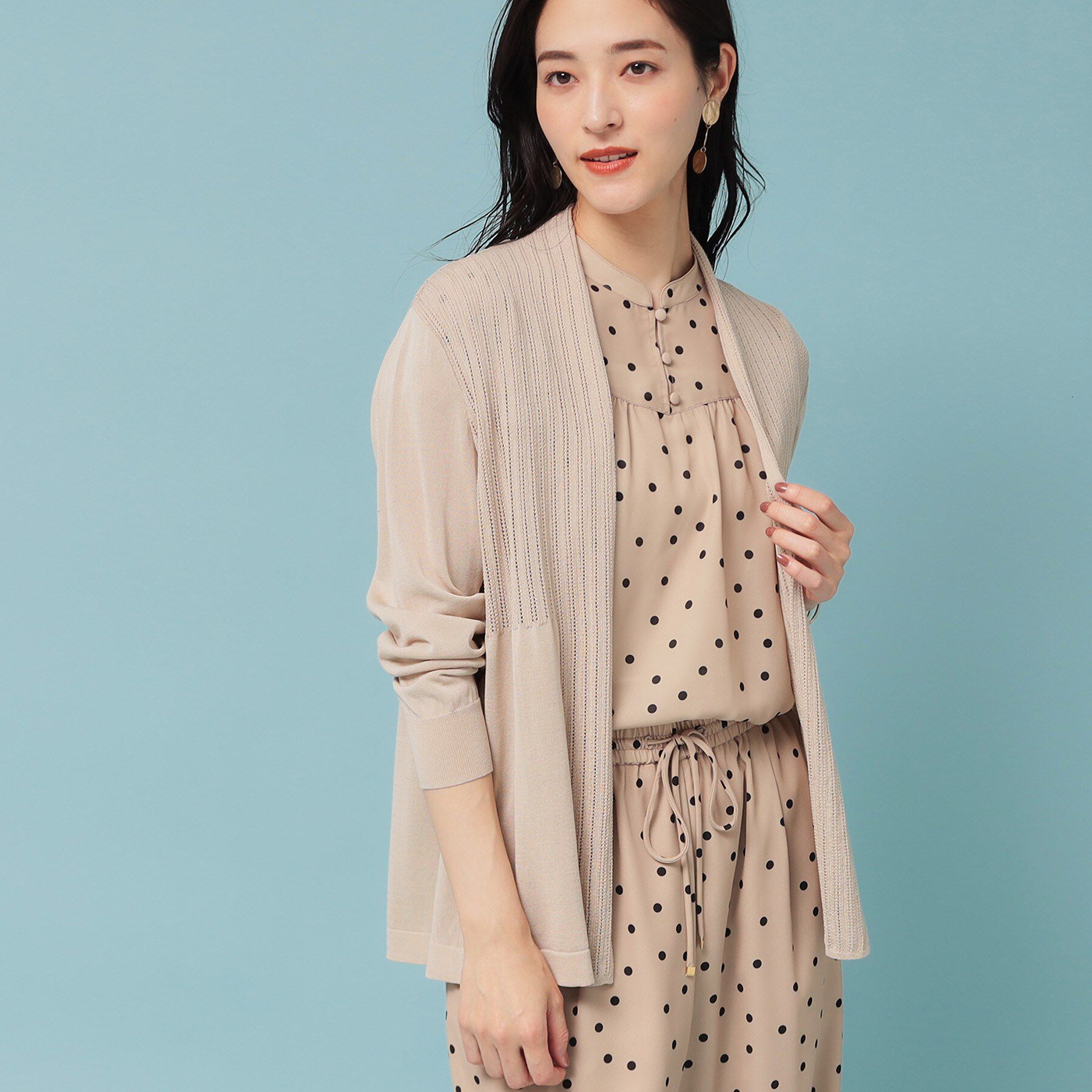 SunaUna「【軽羽織り／日本製】ミドル丈着流しカーディガン」|カーディガン|