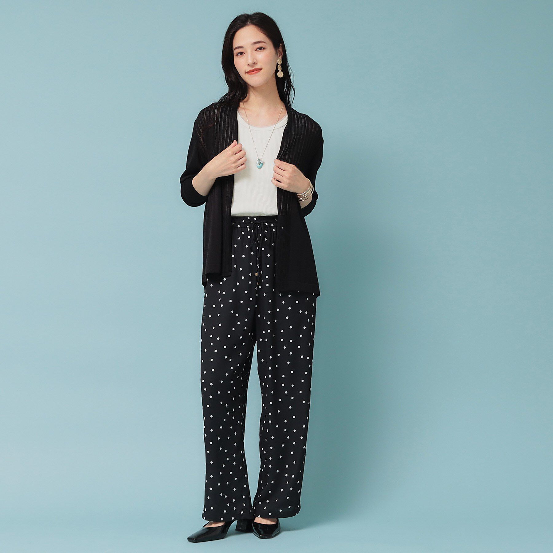 SunaUna「【軽羽織り／日本製】ミドル丈着流しカーディガン」|カーディガン|