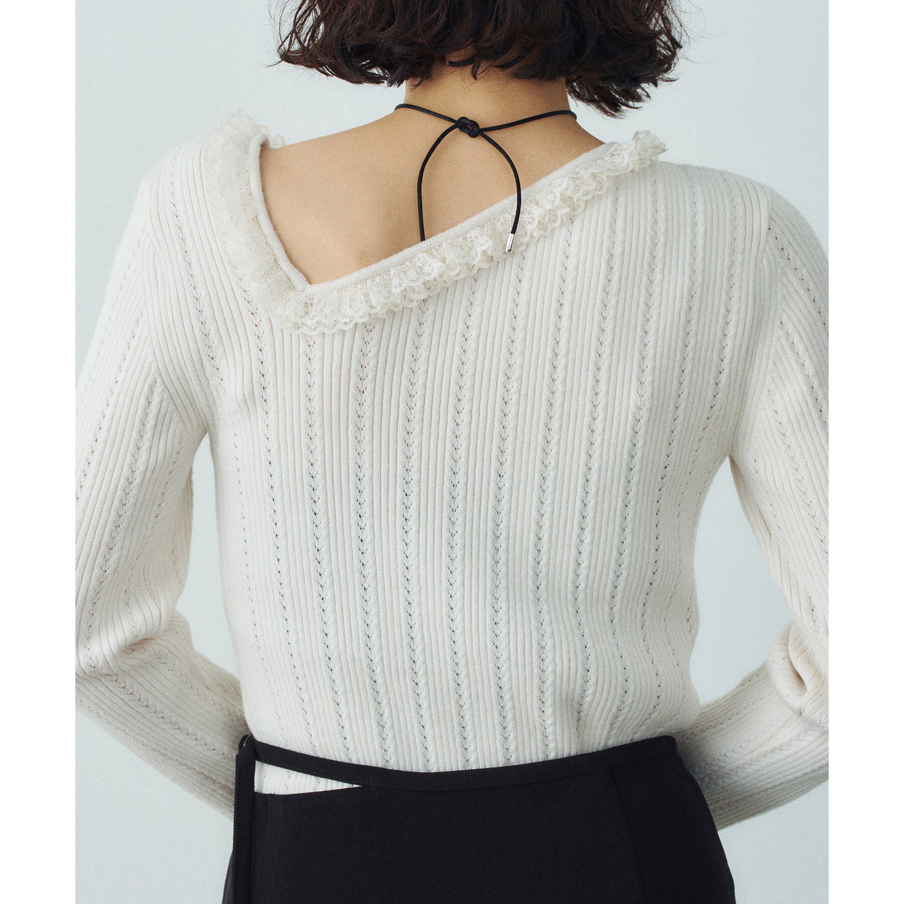 CODE A「lace frill asymmetric knit」|ニット・セーター|