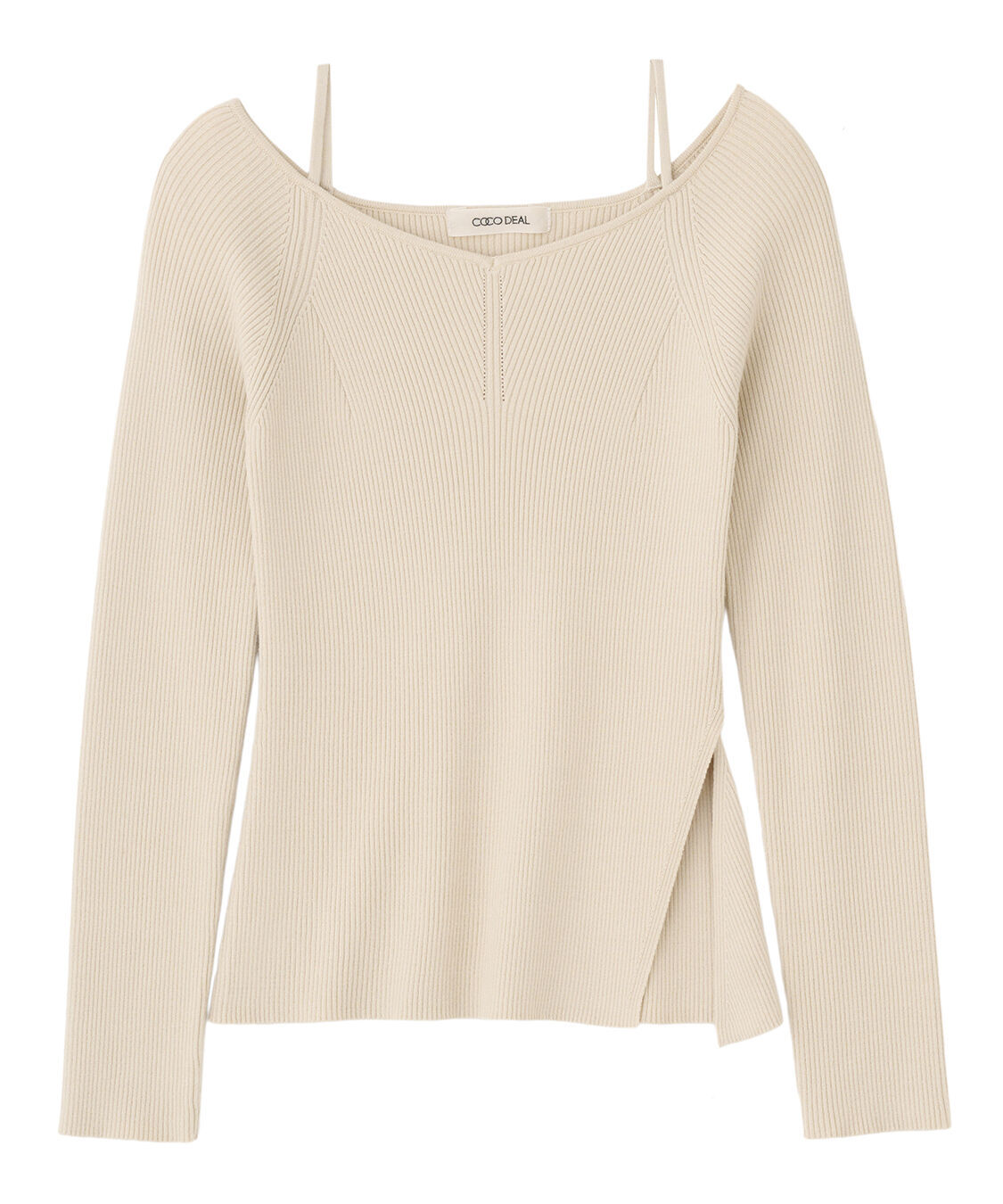 COCO DEAL「ゆるVネックリブニット」|ニット・セーター|ベージュ