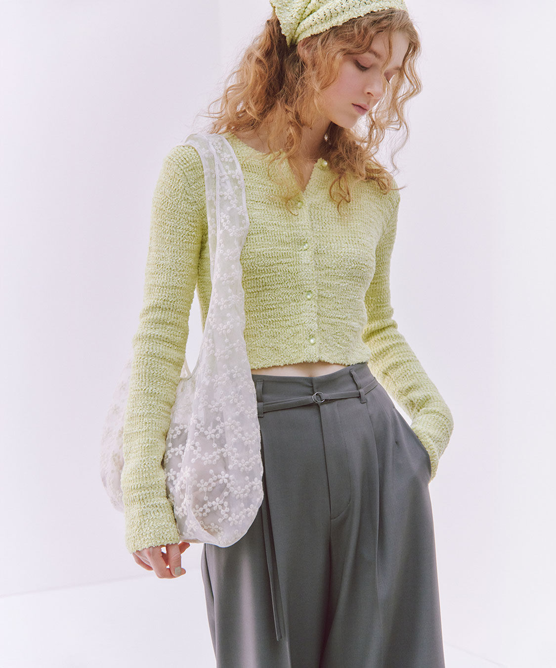 COCO DEAL「細ベルト付きタックワイドパンツ」|スラックス|