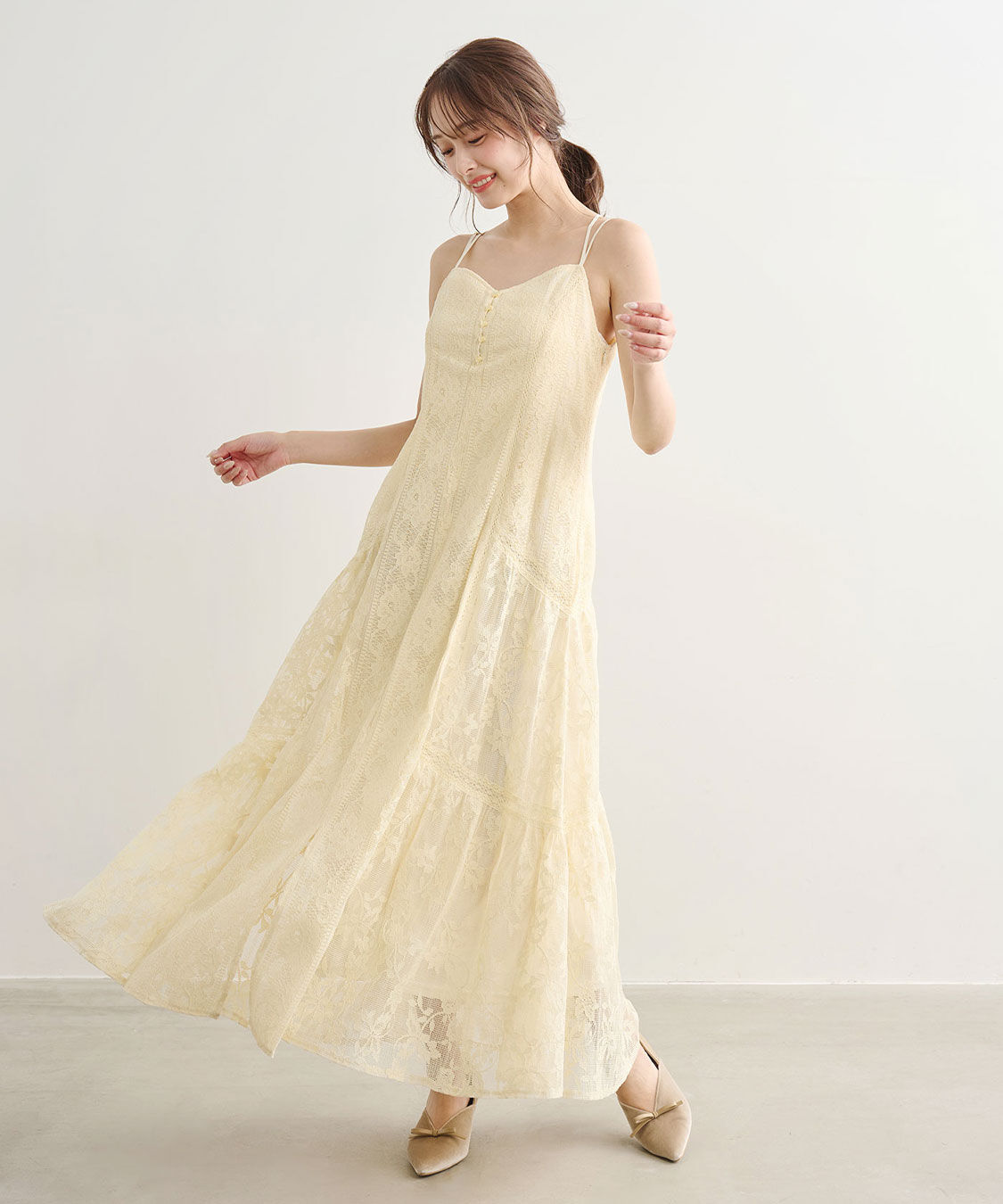 COCO DEAL「レースティアードキャミワンピース」|ワンピース|