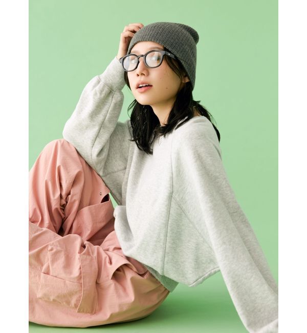 Ungrid「【WEB限定】ラグランダメージスウェット」|Tシャツ・カットソー|ライトグレー