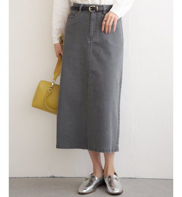 ikka「デニムロングスカート」|スカート|ブラック