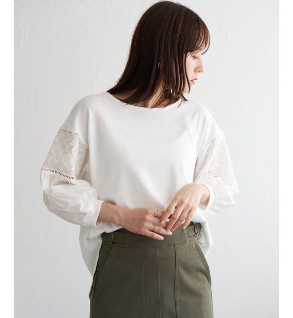 ikka「袖キカレース切り替えプルオーバー」|その他|オフホワイト