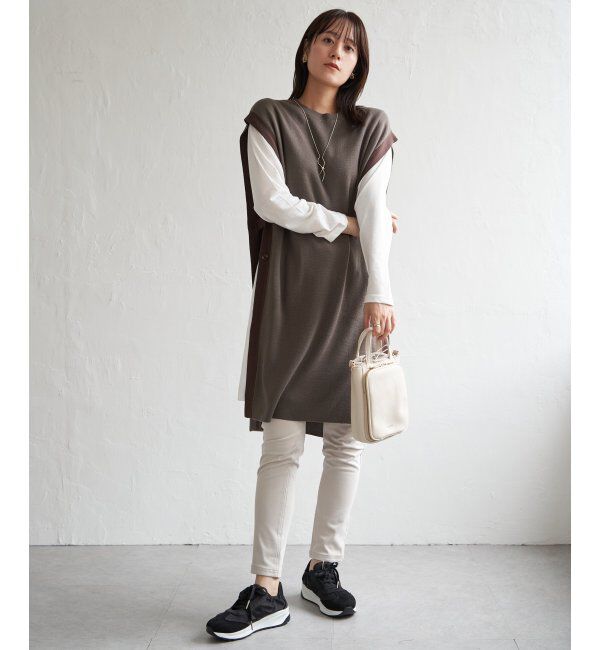 ikka「【2点セット】サイドボタンニットベストセットワンピース」|ワンピース|