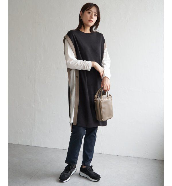 ikka「【2点セット】サイドボタンニットベストセットワンピース」|ワンピース|