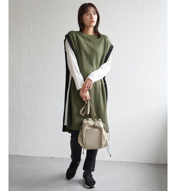 ikka「【2点セット】サイドボタンニットベストセットワンピース」|ワンピース|