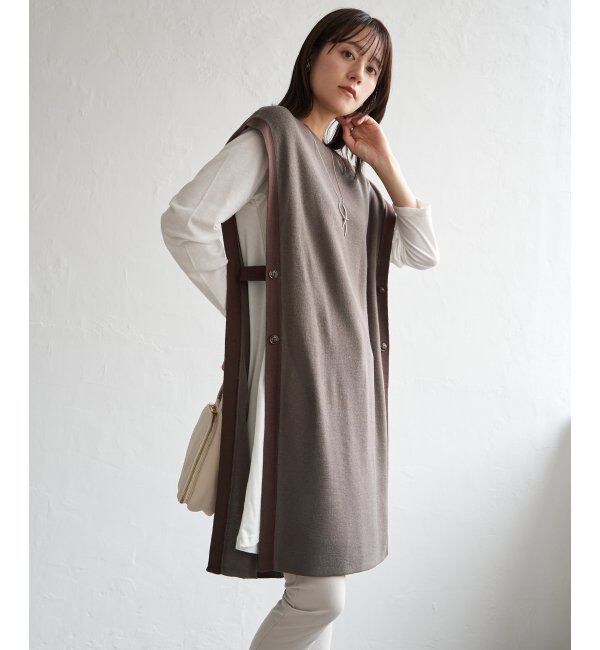 ikka「【2点セット】サイドボタンニットベストセットワンピース」|ワンピース|
