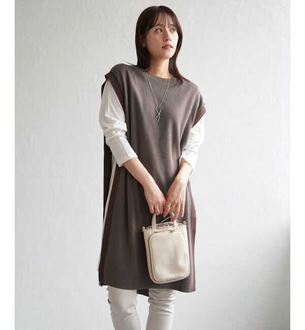 ikka「【2点セット】サイドボタンニットベストセットワンピース」|ワンピース|コーヒー