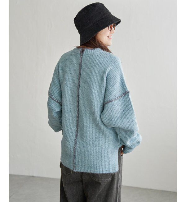 Lbc with Life「配色ステッチ畦ニットプルオーバー」|カーディガン|