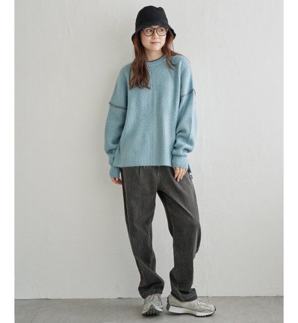 Lbc with Life「配色ステッチ畦ニットプルオーバー」|カーディガン|