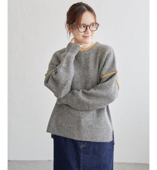 Lbc with Life「配色ステッチ畦ニットプルオーバー」|カーディガン|
