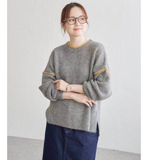 Lbc with Life「配色ステッチ畦ニットプルオーバー」|カーディガン|